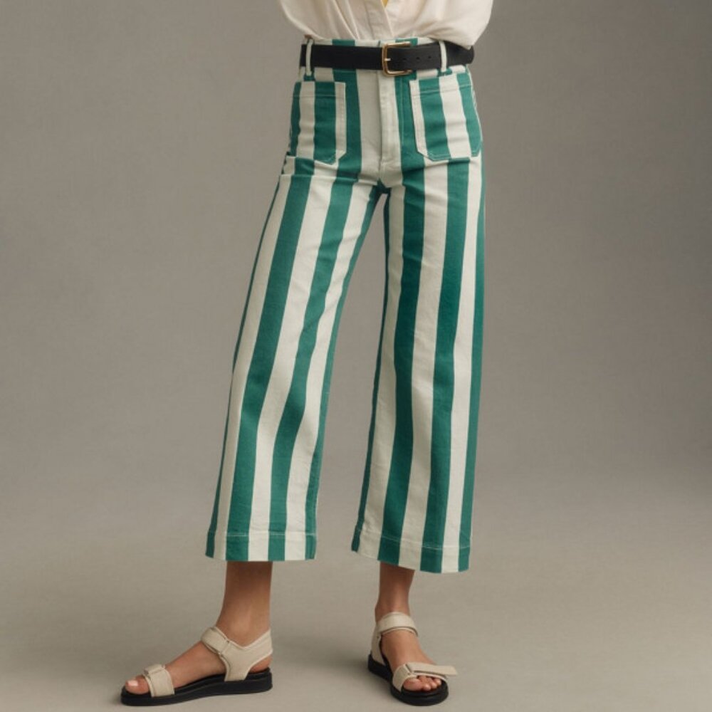 Maeve Colette Striped Wide-Leg Pants - Size 26